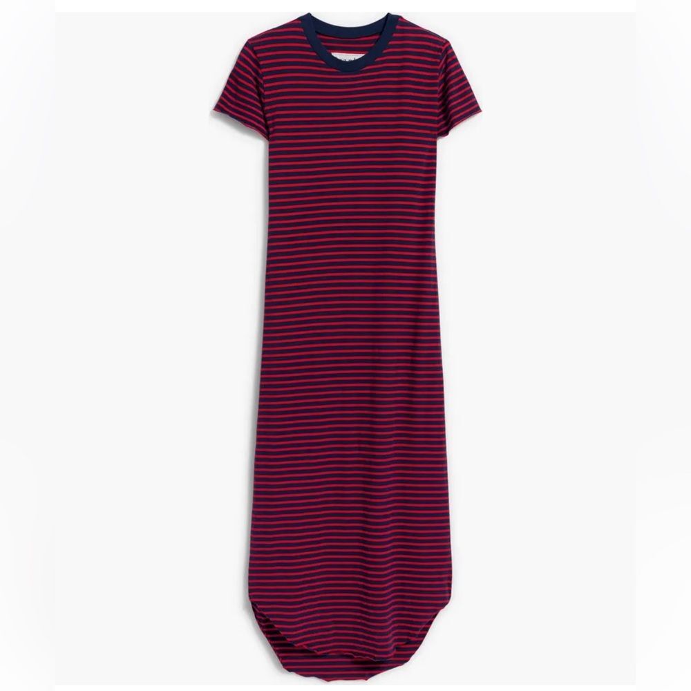 Frank & Eileen Harper Perfect Tee Maxi Dress in Red/Navy Stripe, Size L